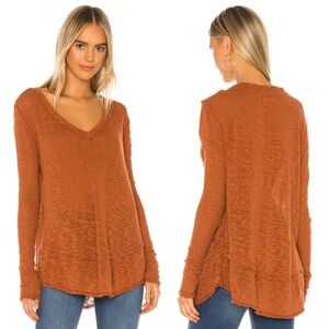 Free People Ocean Air Hacci  Knit Long Sleeve Top in Copper